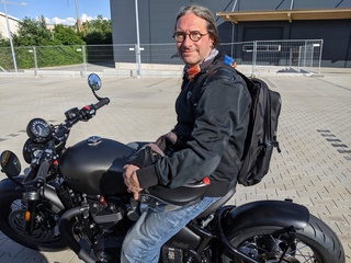 Roman on his Triumph Bobber